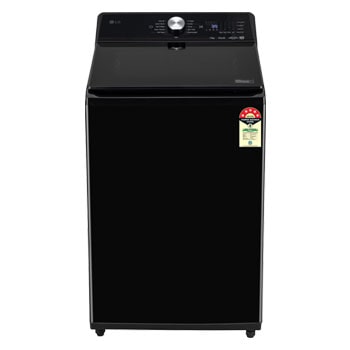 Front view of LG 11Kg Top Load Washing Machine, AI Direct Drive™, 6 Motion DD, Onyx Black, 5 Star. TX511NWO