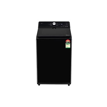 Front view of LG 11Kg Top Load Washing Machine, AI Direct Drive™, In-Built Heater, Stain Clean, Platinum Black, 5 Star TX511SWP