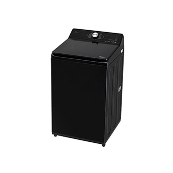 Angled 15 degree view of LG TX511SWP 11 kg Top Load Washing Machine with AIDD in Platnium Black showing exterior design.