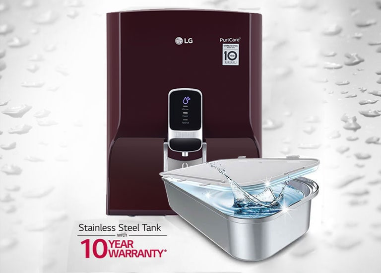 8L UF UV HMR Water Purifier with Steel Tank Crimson Red