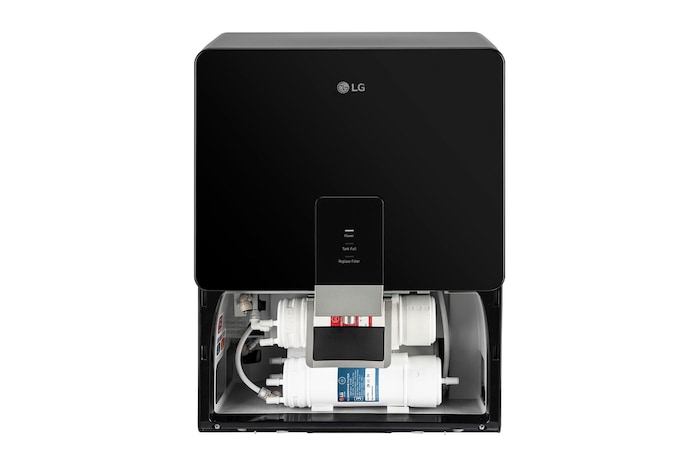 LG 8L RO+STS Tank Water Purifier, Stainless Steel Tank, Solid Black, WW136RTNB, Front View