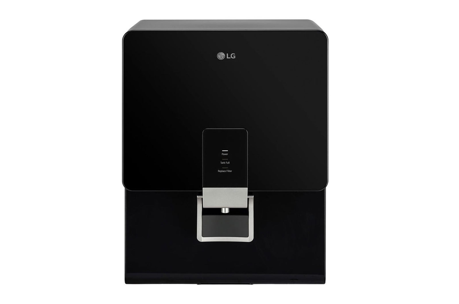 Front view of LG 8L RO+STS Tank Water Purifier , Stainless Steel Tank , Solid Black WW136RTNB