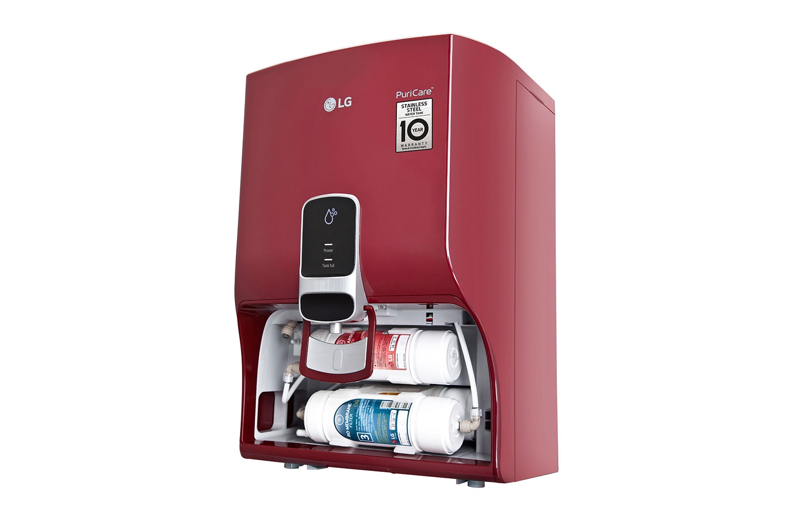 LG 8L RO+Mineral Booster Water Purifier with Steel Tank, Red, WW140NPR