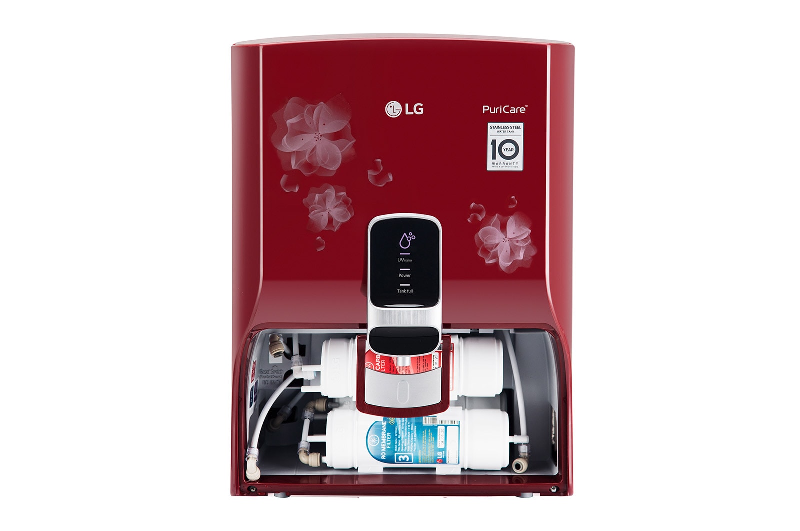 LG 8L RO+UV+Mineral Booster Water Purifier, Steel Tank, Red, WW151NPR