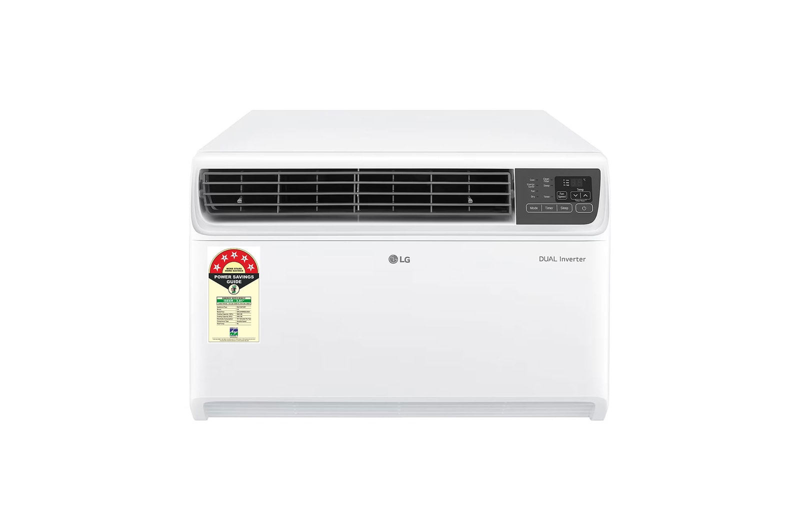 Front view of LG 5 Star (1.5) Window AC, Dual Inverter Compressor, 4-in-1 Cooling, Energy Manager+, ThinQ™ (Wi-Fi), 5.0 kW, 2026 Model AW-Q18WWZA