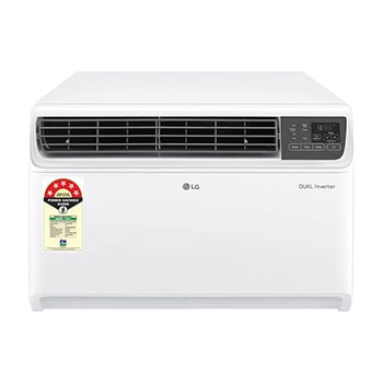 Front view of LG 5 Star (1.5) Window AC, Dual Inverter Compressor, 4-in-1 Cooling, Energy Manager+, ThinQ™ (Wi-Fi), 5.0 kW, 2026 Model AW-Q18WWZA