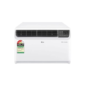 Front view of LG 3 Star (~2.0) Window AC, Dual Inverter, Convertible 4-in-1 Cooling, 100% Copper Tubes, ADC Sensor, Energy Manager+, ThinQ™ (Wi-Fi), 6.2 kW, 2026 Model AW-Q24WWXA