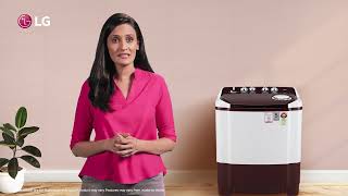 LG 8Kg Semi Automatic Washing Machine, Roller Jet Pulsator, Rat Away, Burgundy, play video, P8030SRAZ, thumbnail 1