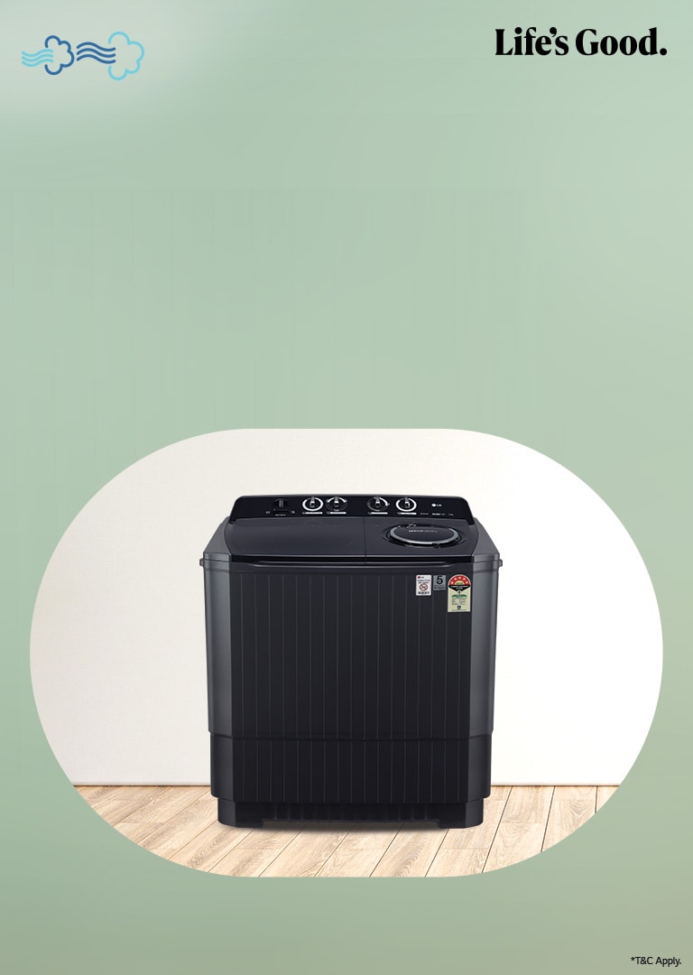 LG Wind jet dry washing machine featuring a modern design and efficient drying technology.