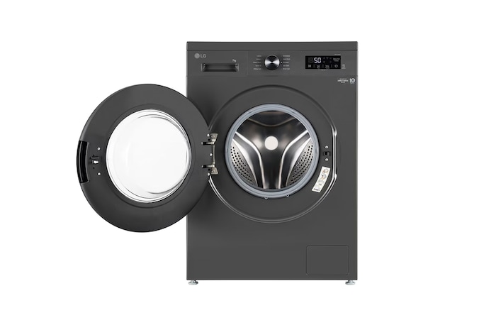 LG 7Kg Front Load Washing Machine, Inverter Direct Drive™, Middle Black, 5 Star, FHB1207Z2M, Door Open