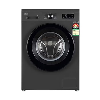 Front view of LG 7Kg Front Load Washing Machine, Inverter Direct Drive™, 6 Motion Direct Drive, Middle Black, 5 Star FHB1207Z2M