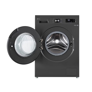 LG 7Kg Front Load Washing Machine, Inverter Direct Drive™, Middle Black, 5 Star, FHB1207Z2MA, Door Open