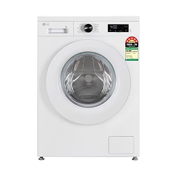 Front view of LG 7 Kg Front Load Washing Machine with Inverter Direct Drive™, Steam Wash, White, 5 Star FHB1207Z2W