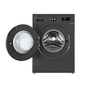 LG 7Kg Front Load Washing Machine, Inverter Direct Drive™, Middle Black, 5 Star, FHB1207Z4M, Door Open