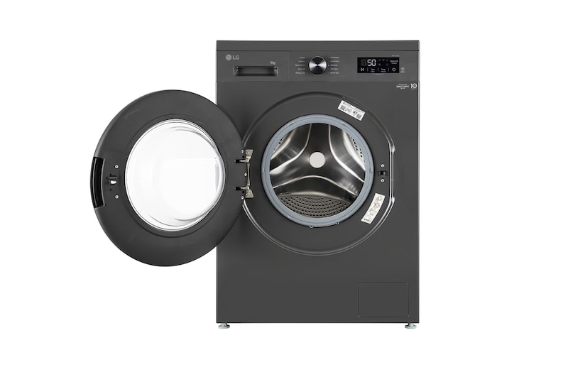 LG 9Kg Front Load Washing Machine, Inverter Direct Drive™, Middle Black, 5 Star, FHB1209Z2M, Door Open