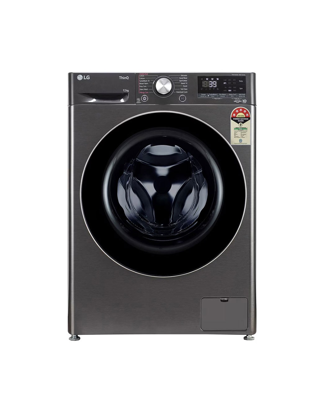 LG 12Kg Front Load Washing Machine, AI Direct Drive™, Platinum Black  FHP1412Z9B LG IN