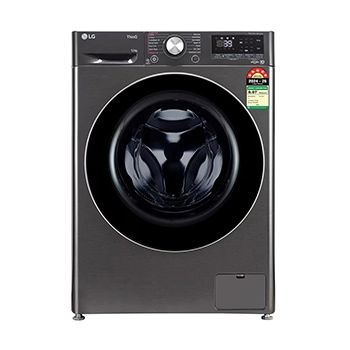 Front view of LG 12 kg Front Load Washing Machine with AI Direct Drive™, Steam+, Platinum Black, 5 Star FHP1412Z9B