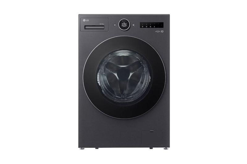 Front view of LG 15Kg Front Load Washing Machine, AI Direct Drive, Ez-Dispense, Essence Graphite, 5 Star FX62515B9E