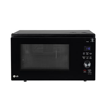 Front view of LG 32 L Convertible Microwave Oven with Air Fry, Charcoal Lighting Heater™, 431 Auto Cook Menu Powered by Thinq, Black MJEN326ULWF