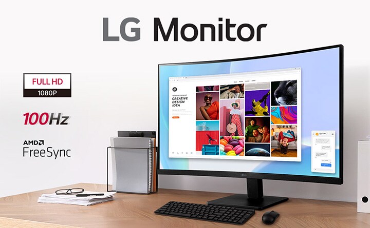 This Full HD (1920x1080) screen offers clear colour while displaying various programs at once on the 31.5-inch widescreen with 1500R curvature, elevating work productivity.