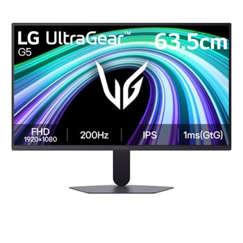 Front view of LG 63.5cm (25) UltraGear™ G5, 200Hz FHD Gaming Monitor 25G523B-B