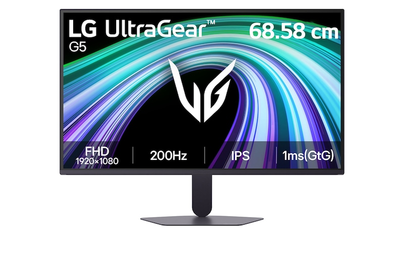 Front view of LG 68.56cm (27) UltraGear™ G5, 200Hz FHD Gaming Monitor 27G523B-B