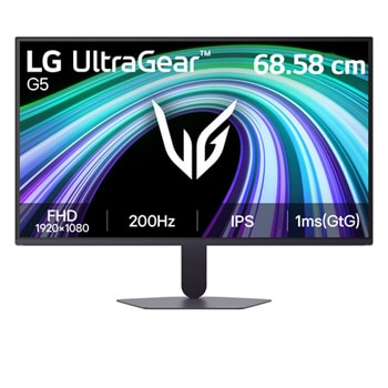 Front view of LG 68.56cm (27) UltraGear™ G5, 200Hz FHD Gaming Monitor 27G523B-B