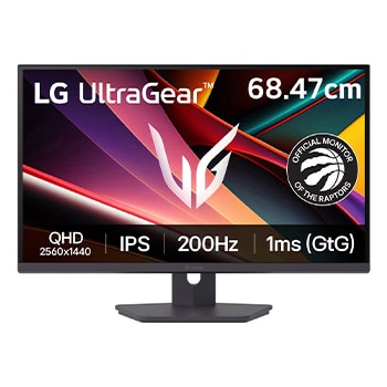 Front view of LG UltraGear™ 68.47 cm (27) 27G610A | QHD (2560x1440) | IPS Gaming Monitor | 1ms (GtG) | 200Hz | sRGB 99%(Typ.) | HDR | AMD FreeSync™ 27G610A-B