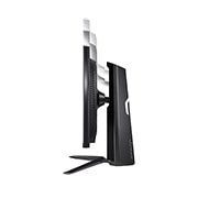 side view of the monitor moving downwards for height adjustment