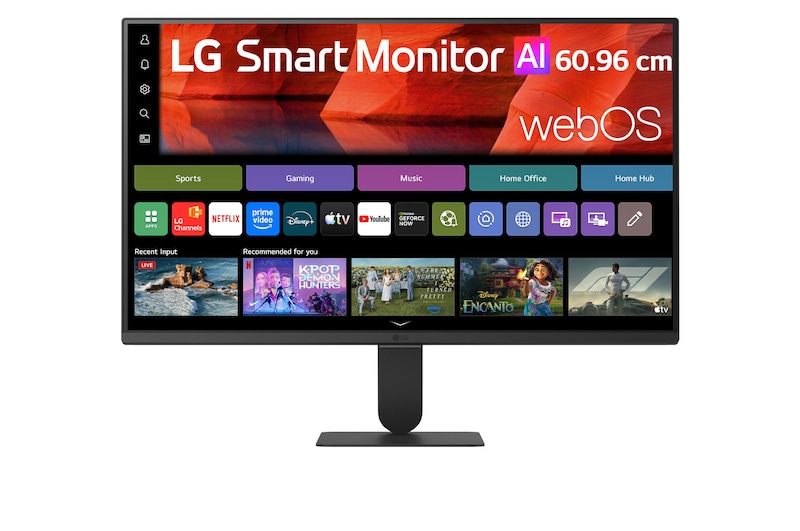 Front view of LG 60.96 cm (24) Smart Monitor AI U5s, Full HD IPS Monitor for Streaming with webOS 24U511SB-B