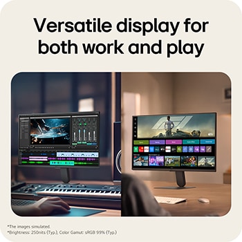 Full HD IPS display on LG Smart Monitor delivering clear visuals for work and everyday use.