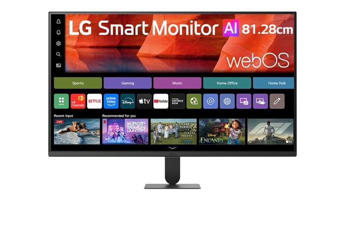 Front view of LG Smart Monitor with slim bezel design and clean display layout.
