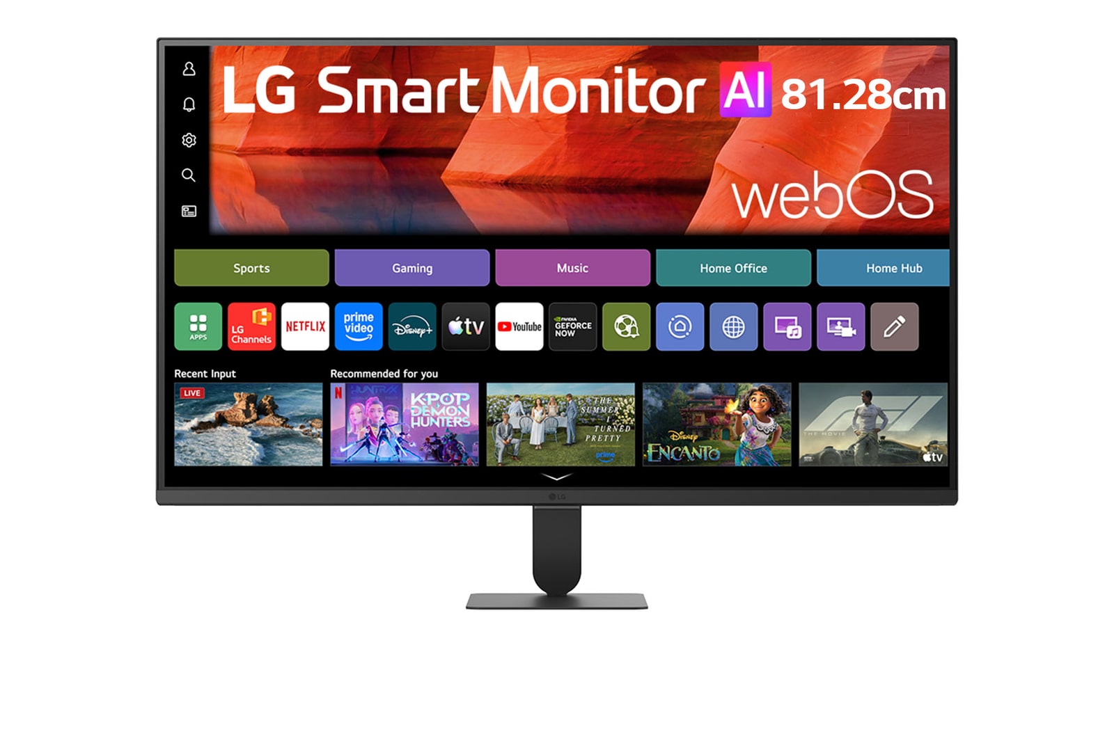 Front view of LG 81.28cm (32) Smart Monitor AI U5s, Full HD Monitor for Streaming with webOS 32U501SB-B