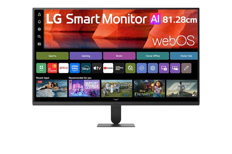 Front view of LG 81.28cm (32) Smart Monitor AI U5s, Full HD Monitor for Streaming with webOS 32U501SB-B
