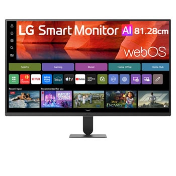 Front view of LG 81.28cm (32) Smart Monitor AI U5s, Full HD Monitor for Streaming with webOS 32U501SB-B