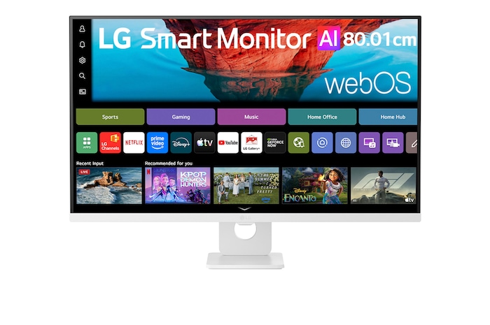 Front view of LG Smart Monitor with slim bezel design and clean display layout.
