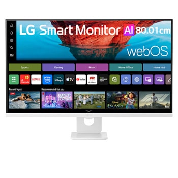 Front view of LG 80.01cm (31.5) Smart Monitor AI U7s, 4K UHD Monitor for Streaming with webOS 32U721SB-W