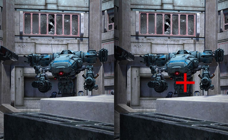 Comparison of Crosshair - The left image is the Crosshair 'off,' and the Right image is the Crosshair 'on'