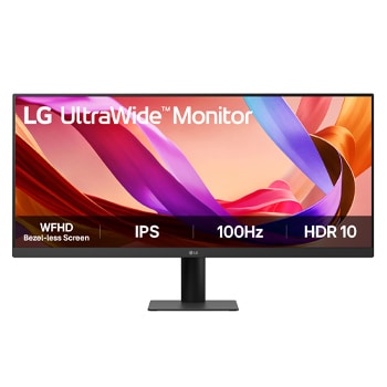 Front view of LG 29 (73.66 cm) UltraWide 21:9 WFHD (2560x1080) IPS Display |100Hz | 5ms(GtG) | Anti-Glare | sRGB 99% (Typ.) | HDR10 | 3-Side Virtual Borderless | Tilt Adjustable 29U511A-B