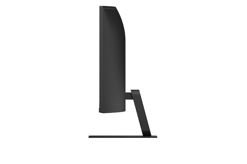 Side view of LG UltraWide Curved monitor highlighting curved panel depth.