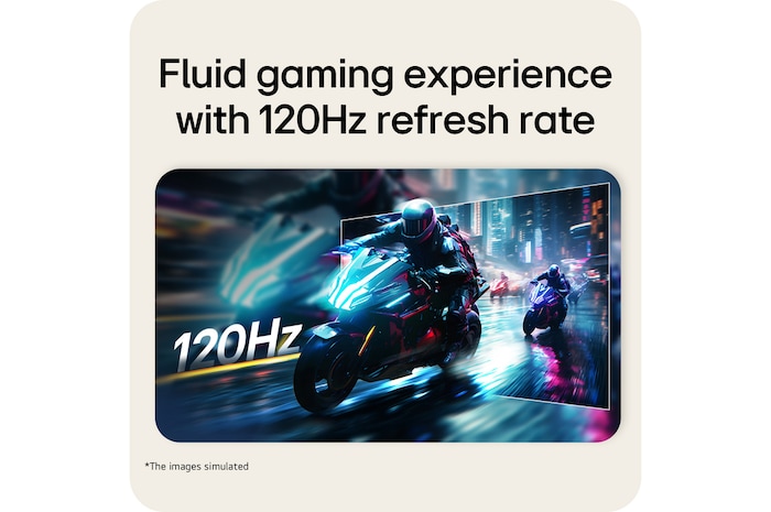 LG UltraWide Curved monitor displaying fast-moving game content with 120Hz refresh rate for smooth motion.