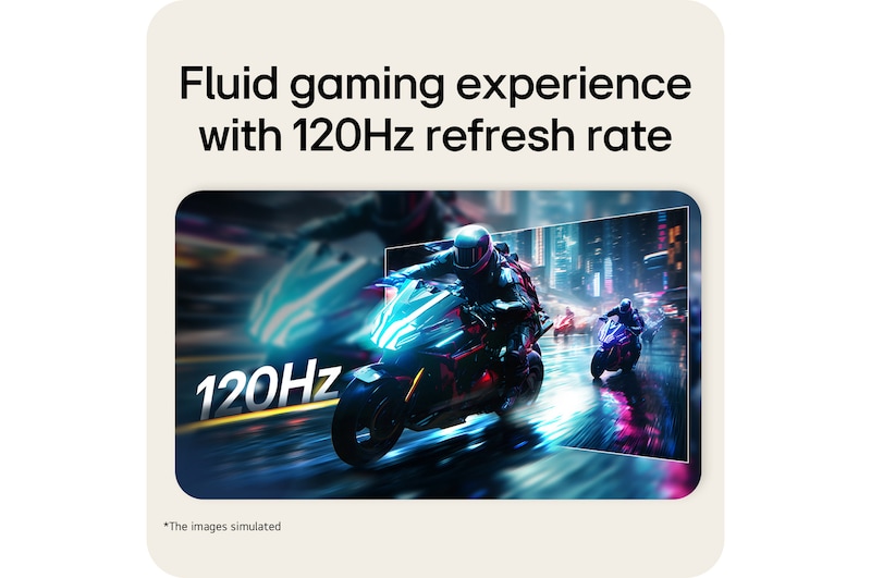 LG UltraWide Curved monitor displaying fast-moving game content with 120Hz refresh rate for smooth motion.