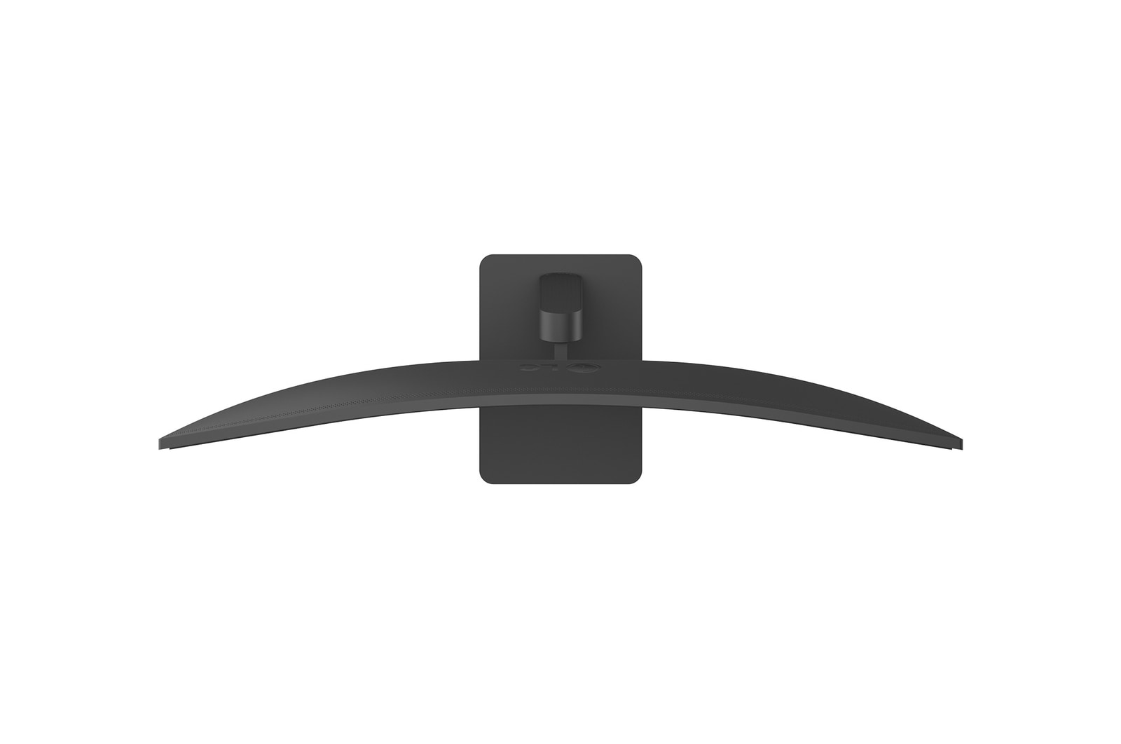 Top view of LG UltraWide Curved monitor showing curved panel shape and stand mounting structure.