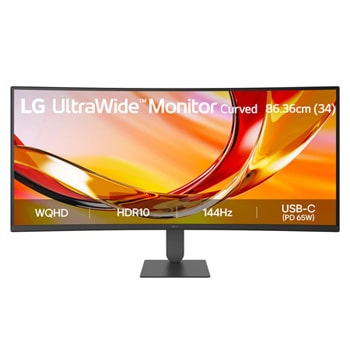Front view of LG UltraWide™ 86.36cm (32) 144Hz WQHD Curved (1800R) Monitor 34U640B with USB-C, HDR 10, and sRGB 99% (Typ.) 34U640B-B