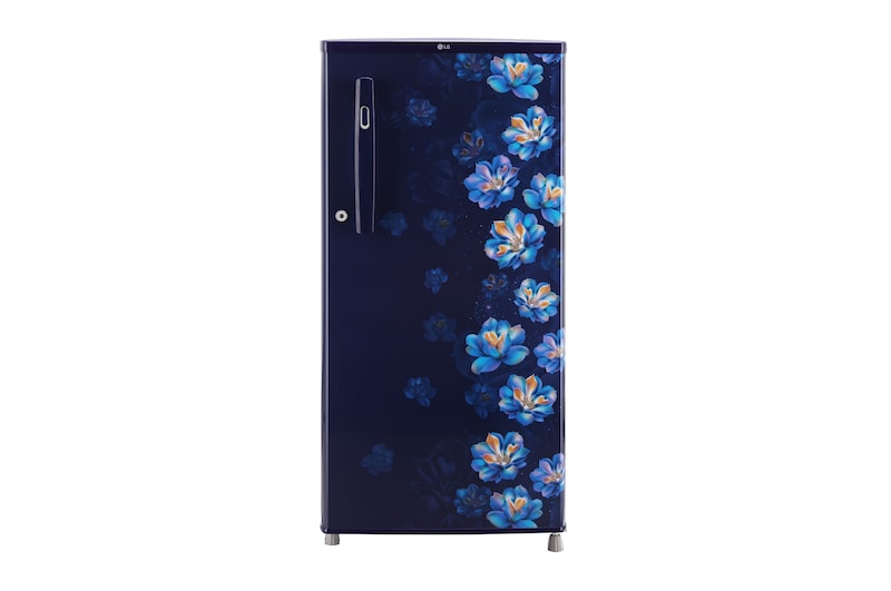 Front view of LG 185L, 2 Star, Blue Jasmine Finish, Direct Cool Single Door Refrigerator GL-B199OBJC