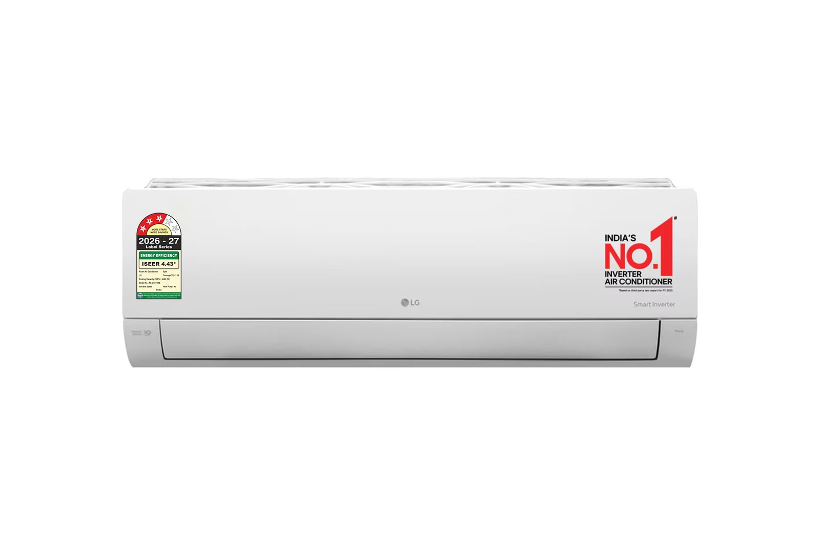 Front view of LG 3 Star (1.5) Split AC, AI Convertible, Auto Clean, Gold Fin+, Diet Mode+, Viraat Mode, 4.4 kW, 2026 Model AS-Q18TNXE