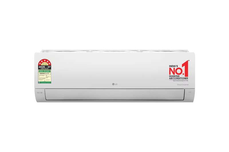 Front view of LG 5 Star 5.0 kW (~1.5) Split AC, AI Convertible 6-in-1, Diet Mode+, Viraat Mode, 100% Copper Tubes, 2026 Model AS-Q19KNZE1