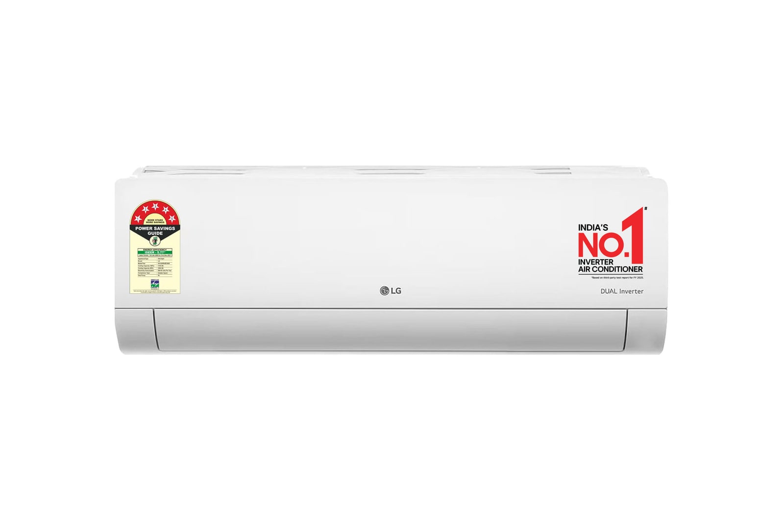 Front view of LG 5 Star (1.5) Split AC, AI Convertible 6-in-1, AI Dual Inverter, Diet Mode+, Viraat Mode, 100% Copper Tubes, 5.1 kW, 2026 Model AS-Q20ENZE