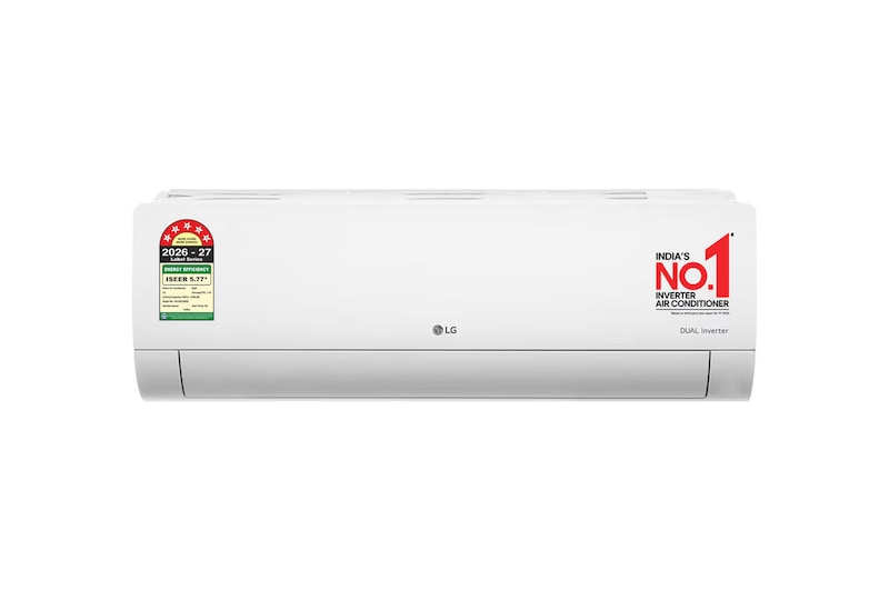 Front view of LG 5 Star (~1.5) Split AC, AI Convertible 6-in-1, Diet Mode+, HimClean, Energy Manager+, ThinQ(WI-FI), 5.1 kW, 2026 Model AS-Q20JWZE
