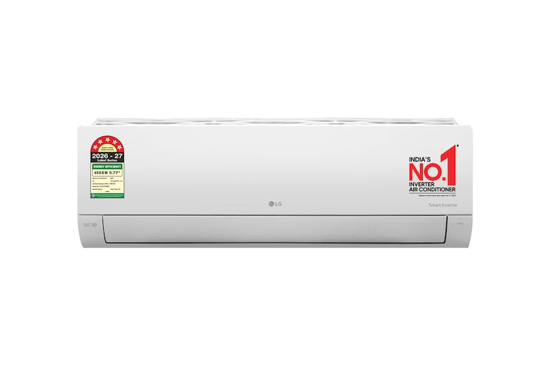 Front view of LG 5 Star 5.0 kW (~1.5) Split AC, AI Convertible 6-in-1, Diet Mode+, HimClean, Energy Manager+, ThinQ(WI-FI), 2026 Model AS-Q19PWZE2